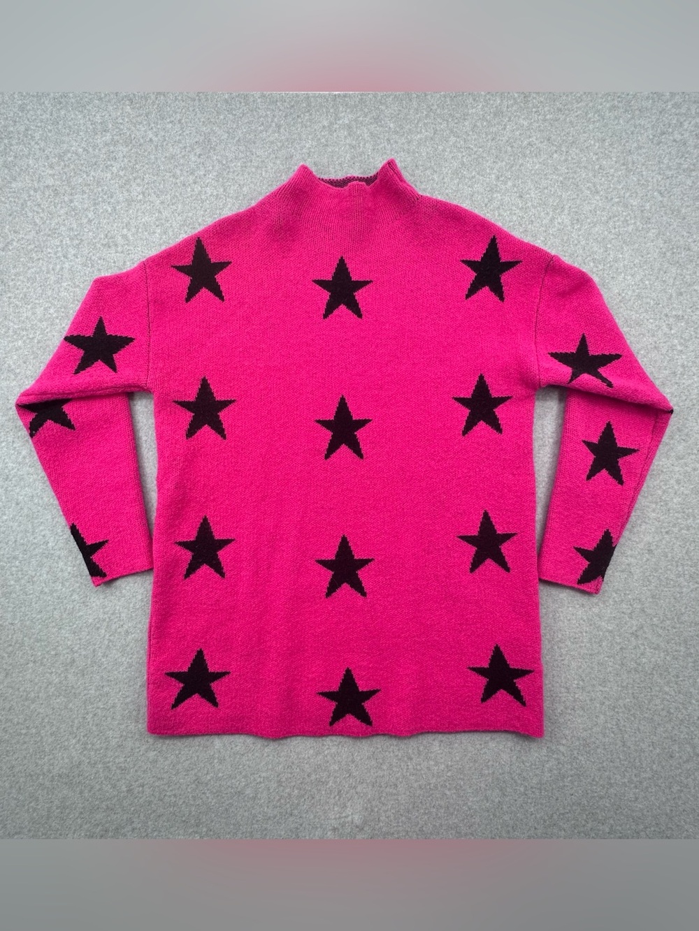 STARS KNIT FUCHIA SWEATER DRESS, Mock Neck - Women’s